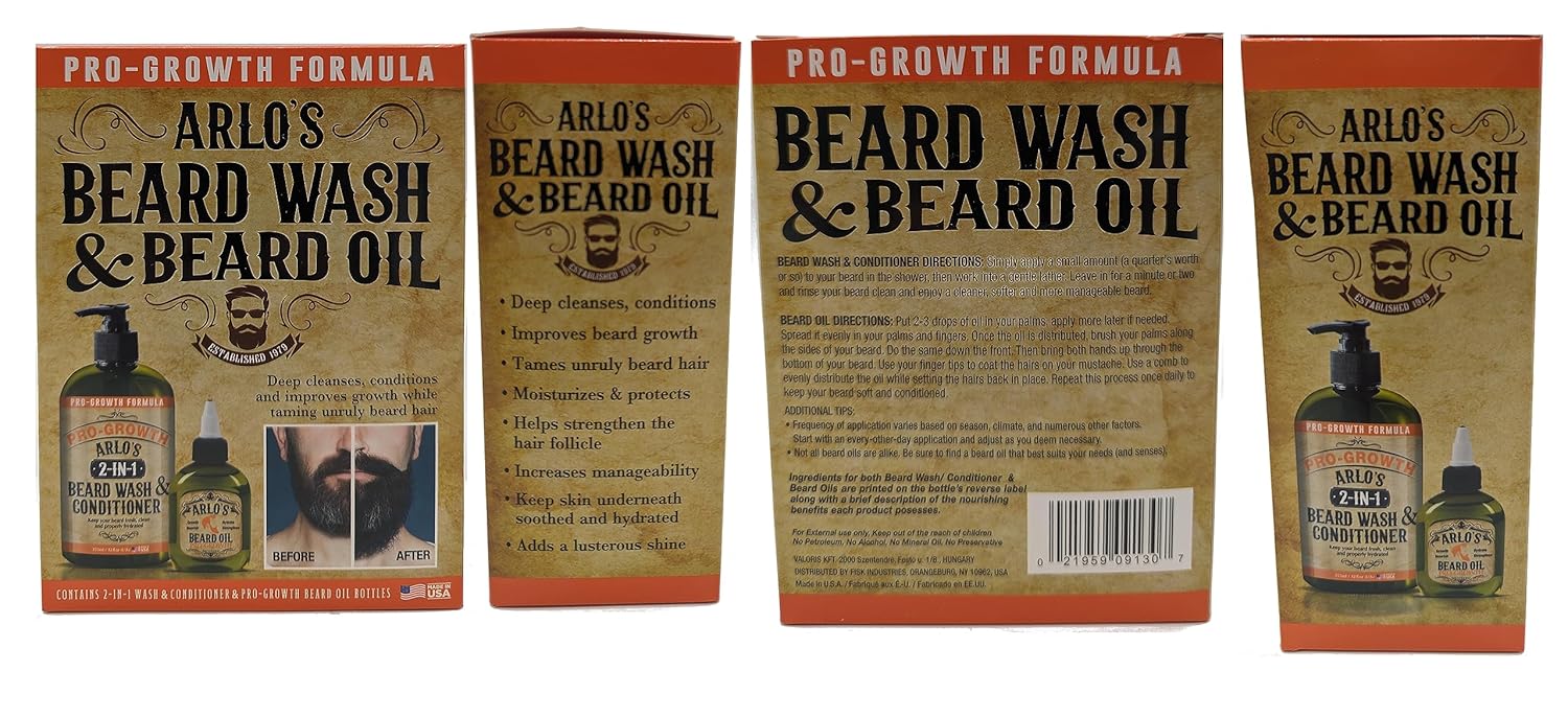Arlo's 2-in-1 Pro-Growth Beard Wash and Conditioner 12 oz | CC Hair & Beauty UK