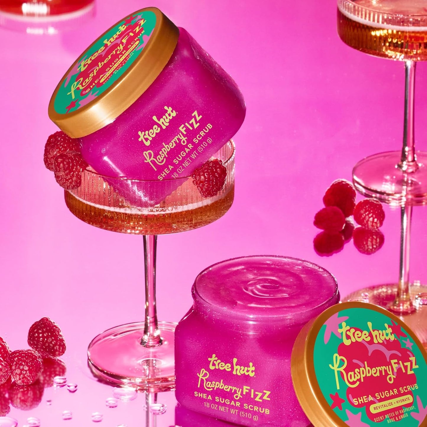 Tree Hut Raspberry Fizz Body Scrub, Exfoliating & Hydrating Sugar Scrub 18Oz