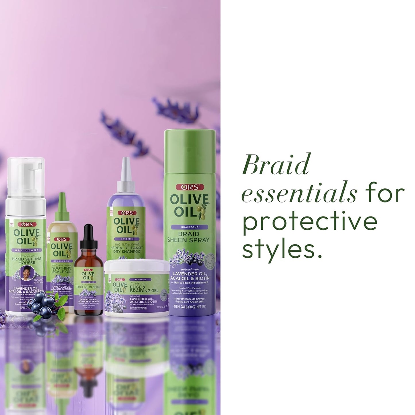 ORS Olive Oil Braidzone Braid Setting Mousse with Lavender, Acai & Batana Oil 7oz