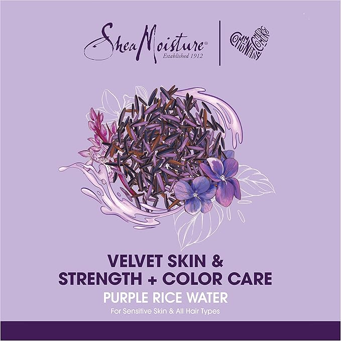 SheaMoisture Velvet Skin Body Wash for Dry Skin Purple Rice Water with Shea Butter 13 oz