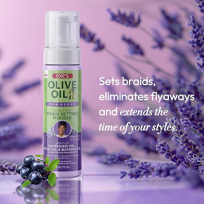 ORS Olive Oil Braidzone Braid Setting Mousse with Lavender, Acai & Batana Oil 7oz