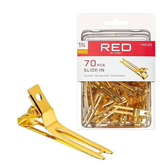 Red by Kiss Gold Metal Hair Clips, Durable Sturdy Hold for Long Lasting 70 Slide In
