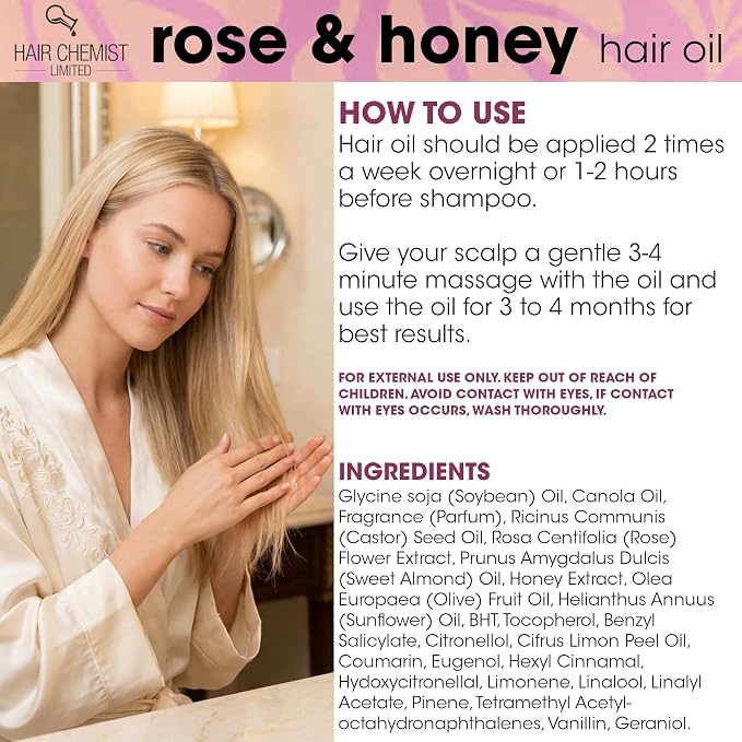 Hair Chemist Rose & Honey Hair Oil 8 oz