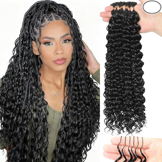 JAZZY Feather Crochet Hair Brazilian Human Hair Blend Crochet Deep Wave 18"