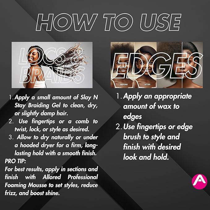 Allored Professional Slay N Stay Braiding Gel Super Hold with Keratin 500ml