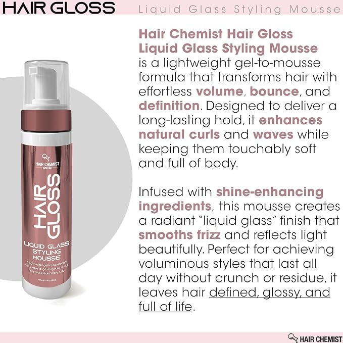 Hair Chemist Hair Gloss Liquid Glass Styling Mousse 8 oz