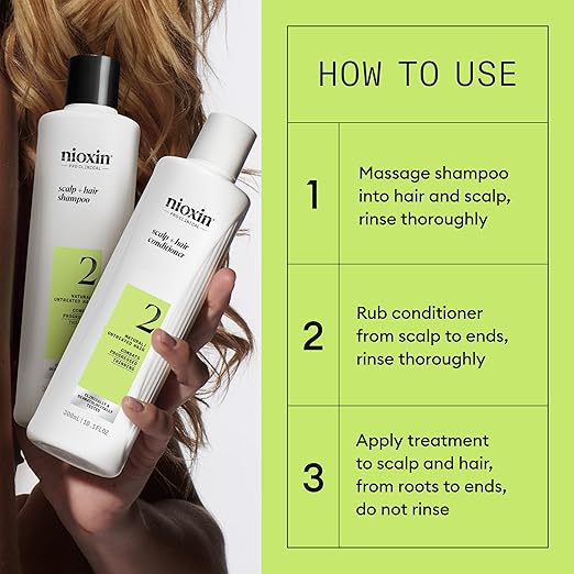 Nioxin System 2 - Hair Thickening System For Natural Hair With Progressed Thinning Kit