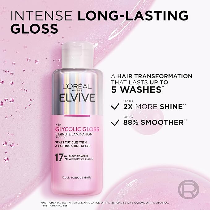 L'Oréal Paris Rinse-Off Treatment For Dull Hair, Elvive Glycolic Gloss 5 Minute Lamination 200ml
