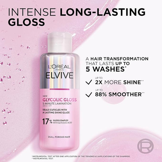 L'Oréal Paris Rinse-Off Treatment For Dull Hair, Elvive Glycolic Gloss 5 Minute Lamination 200ml