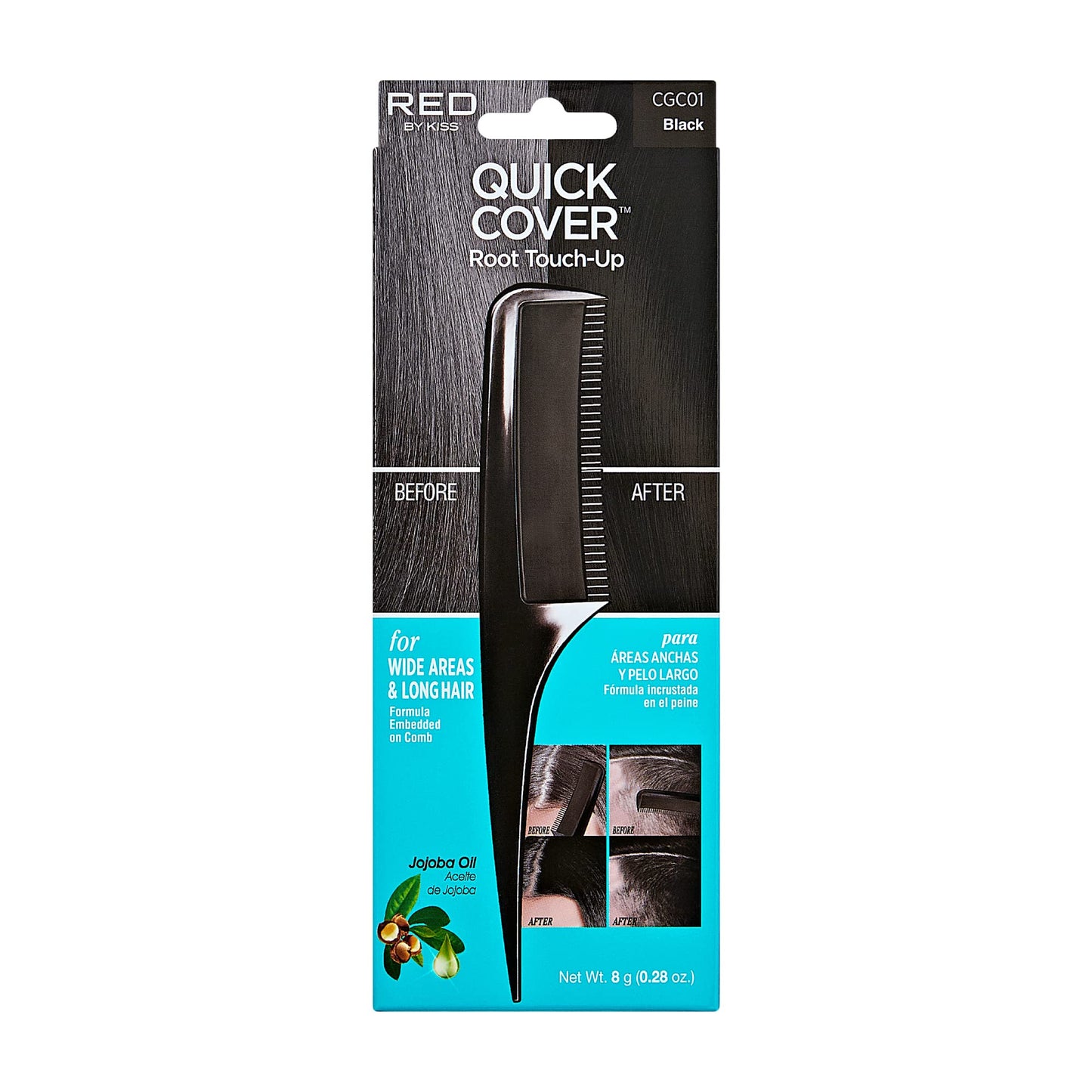 Kiss Colours Quick Cover Grey Hair Touch Up Comb - Black