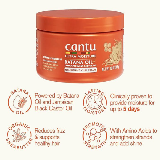 Cantu Ultra Moisture Nourishing Curling Cream with Batana Oil + Jamaican Black Castor Oil 10oz