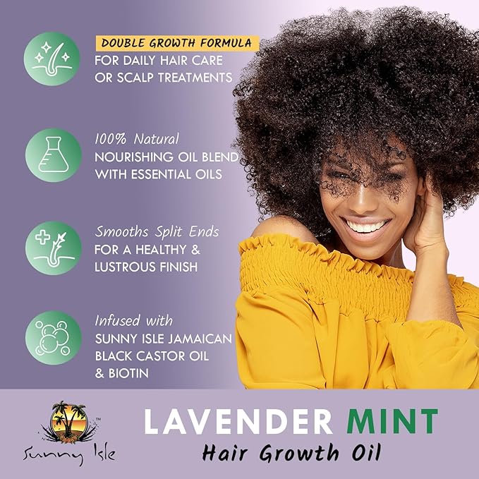 Sunny Isle Lavender Mint Hair and Strong Roots Oil 4oz
