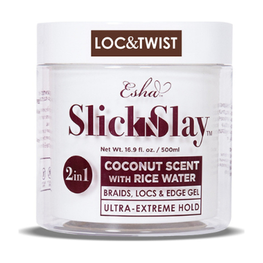Esha Slick N Slay 2-IN-1 Coconut Scent With Rice Water Braid & Edge Gel - 16.9oz