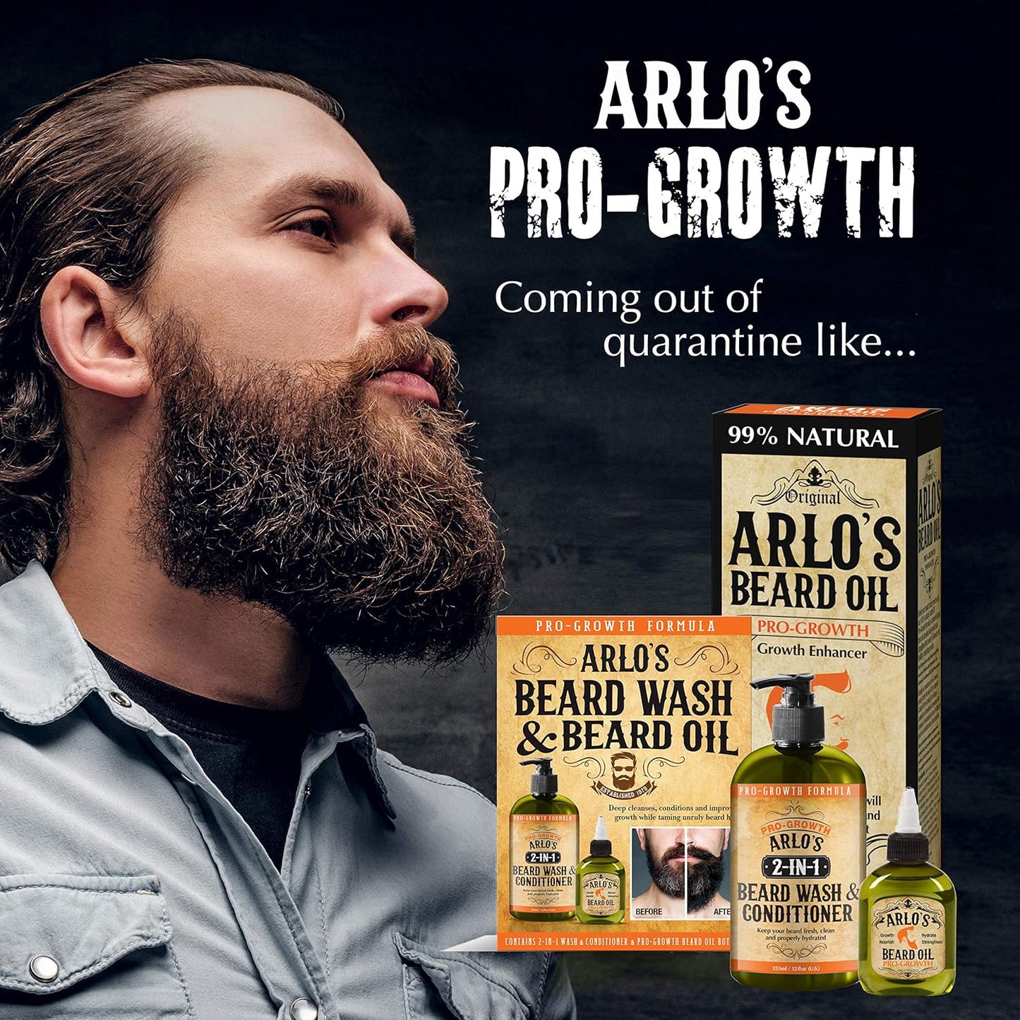 Arlo's 2-in-1 Pro-Growth Beard Wash and Conditioner 12 oz | CC Hair & Beauty UK
