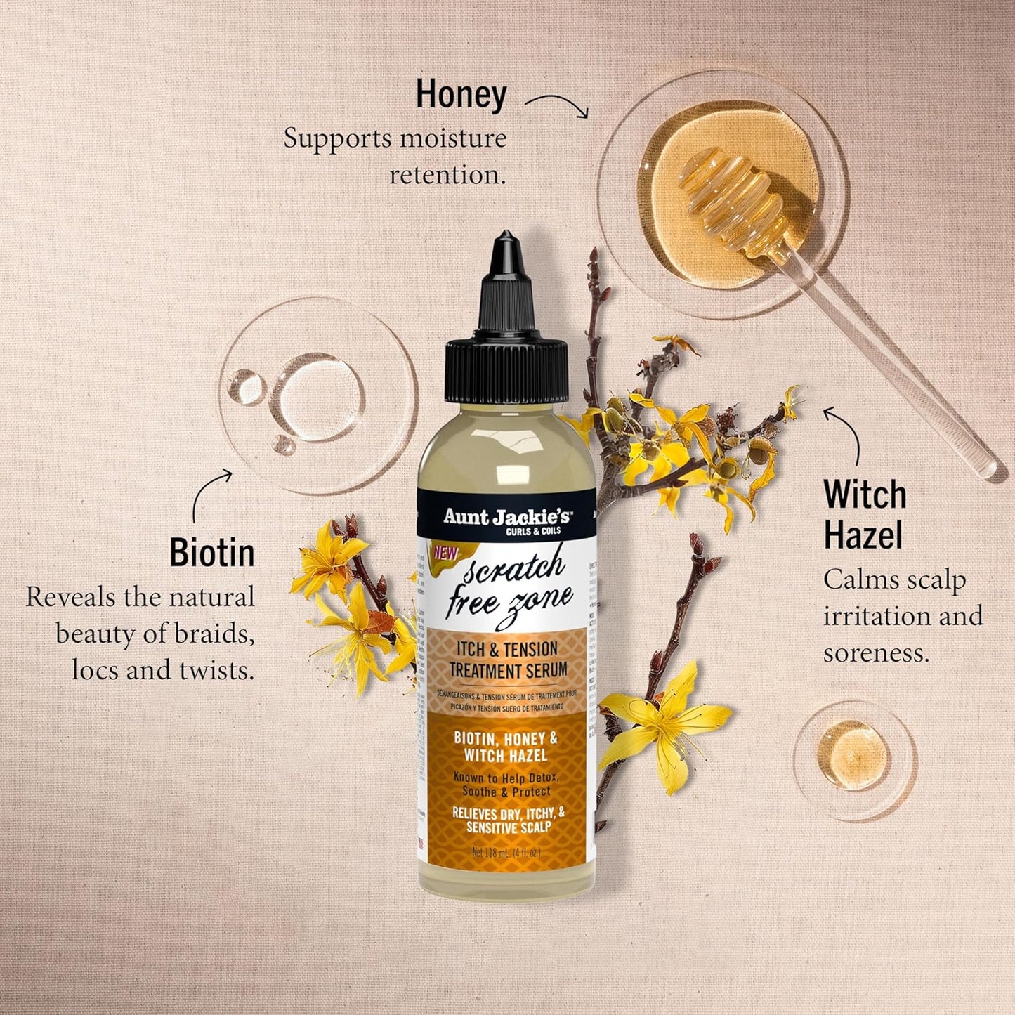 Aunt Jackie's Braid + Twist Collection Scratch Free Zone Itch & Tension Treatment Serum 4OZ