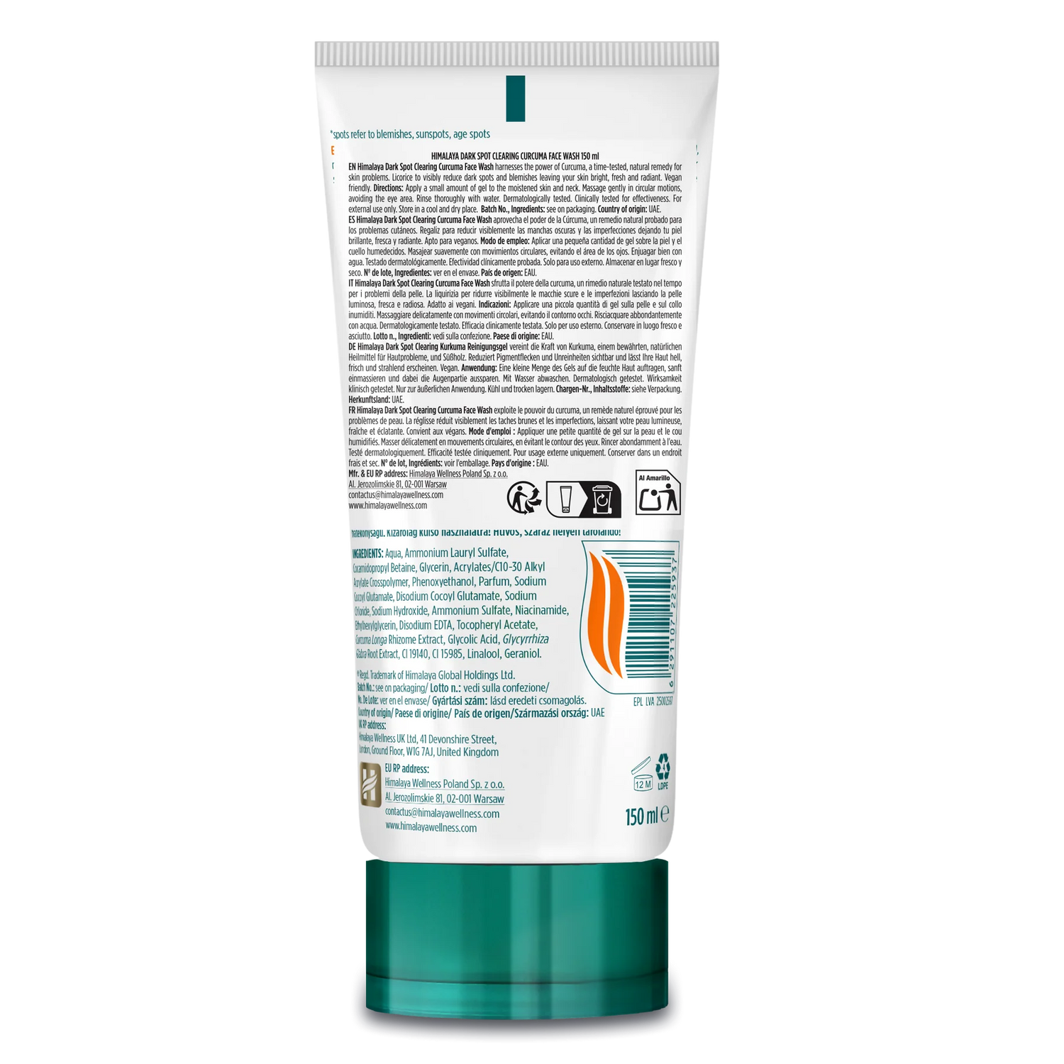 Himalaya Dark Spot Clearing Curcuma Face Wash 150ml - available online | CC Hair & Beauty UK