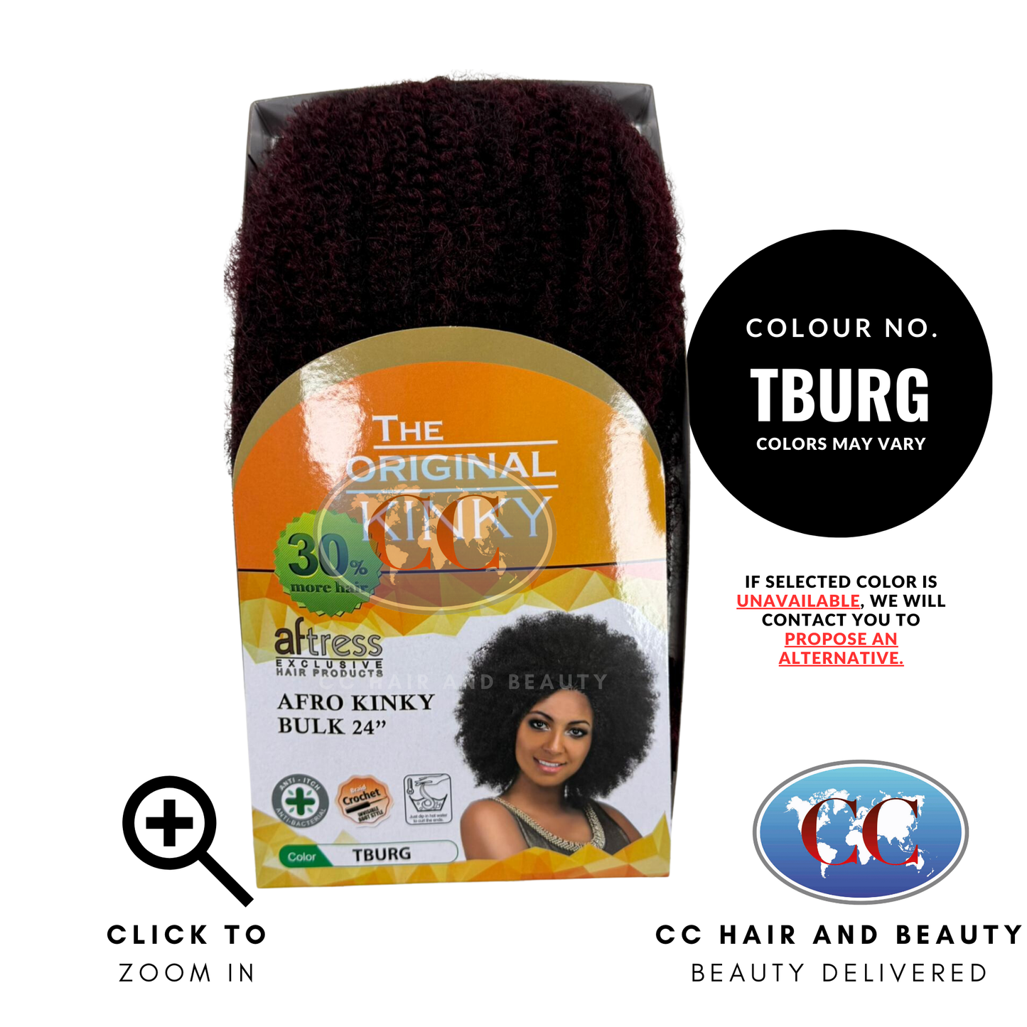 Aftress Afro Kinky Bulk 24"-Colour TBURG