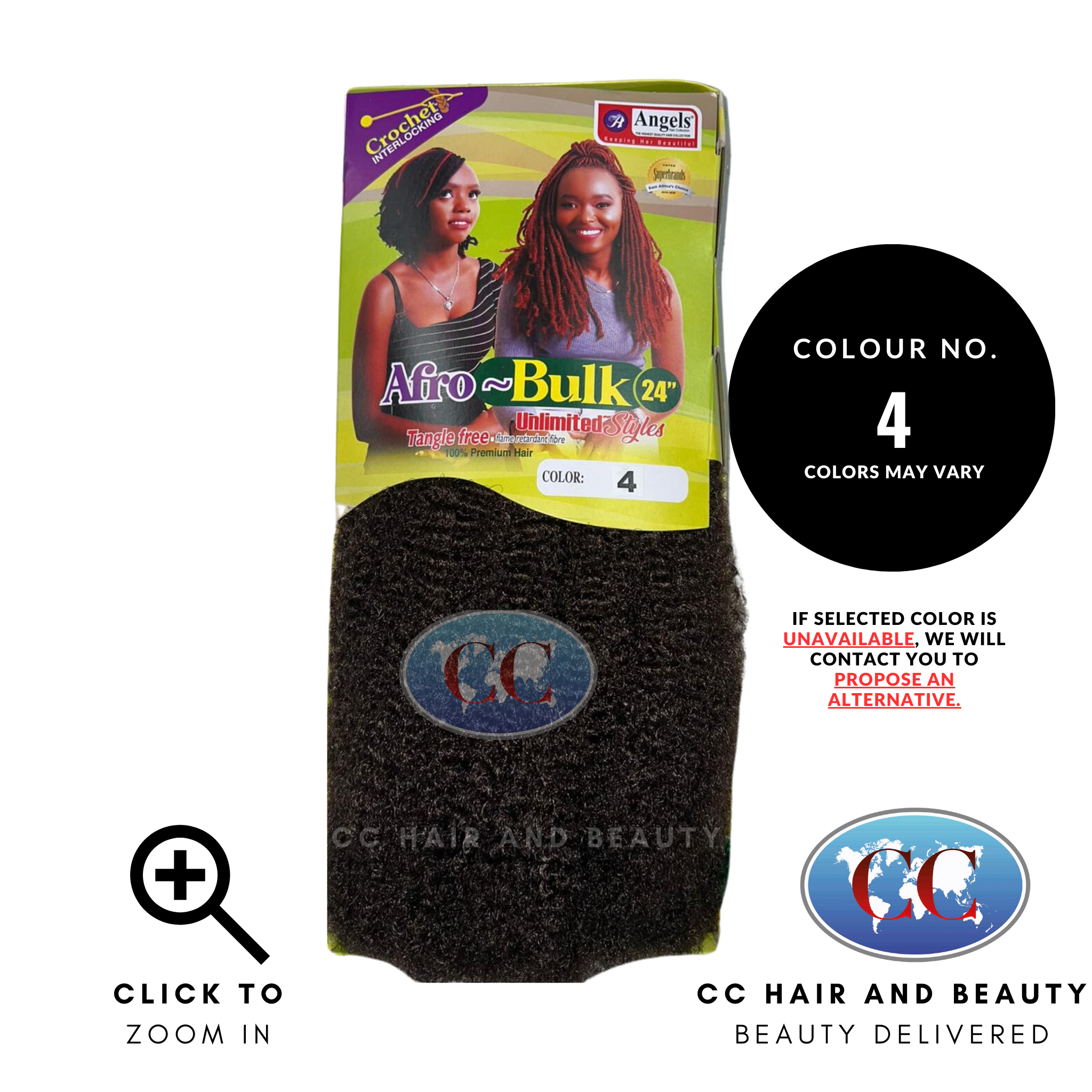 Angels Afro Bulk 24" Natural Kinky Texture Tangle Free - Crochet Interlocking-colour 4