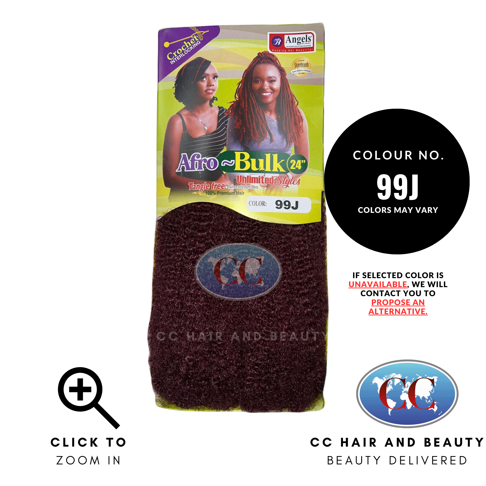 Angels Afro Bulk 24" Natural Kinky Texture Tangle Free - Crochet Interlocking-colour 99J