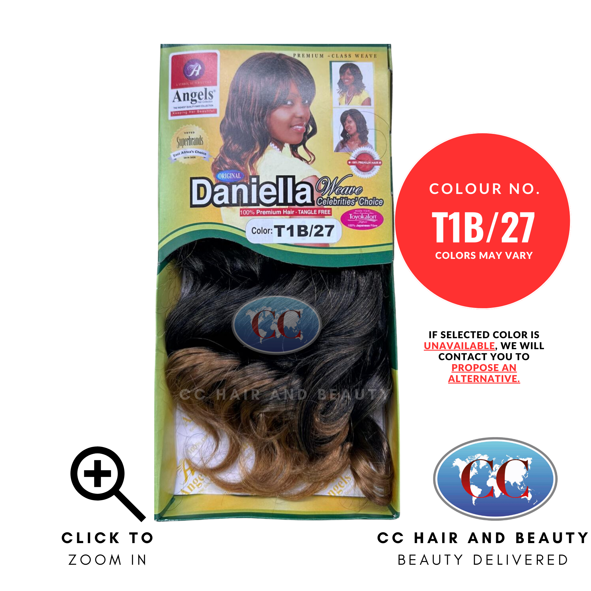 Angels Daniella Weave Celebrities Choice 100% Premium Hair - Tangle Free- colour T1B/27