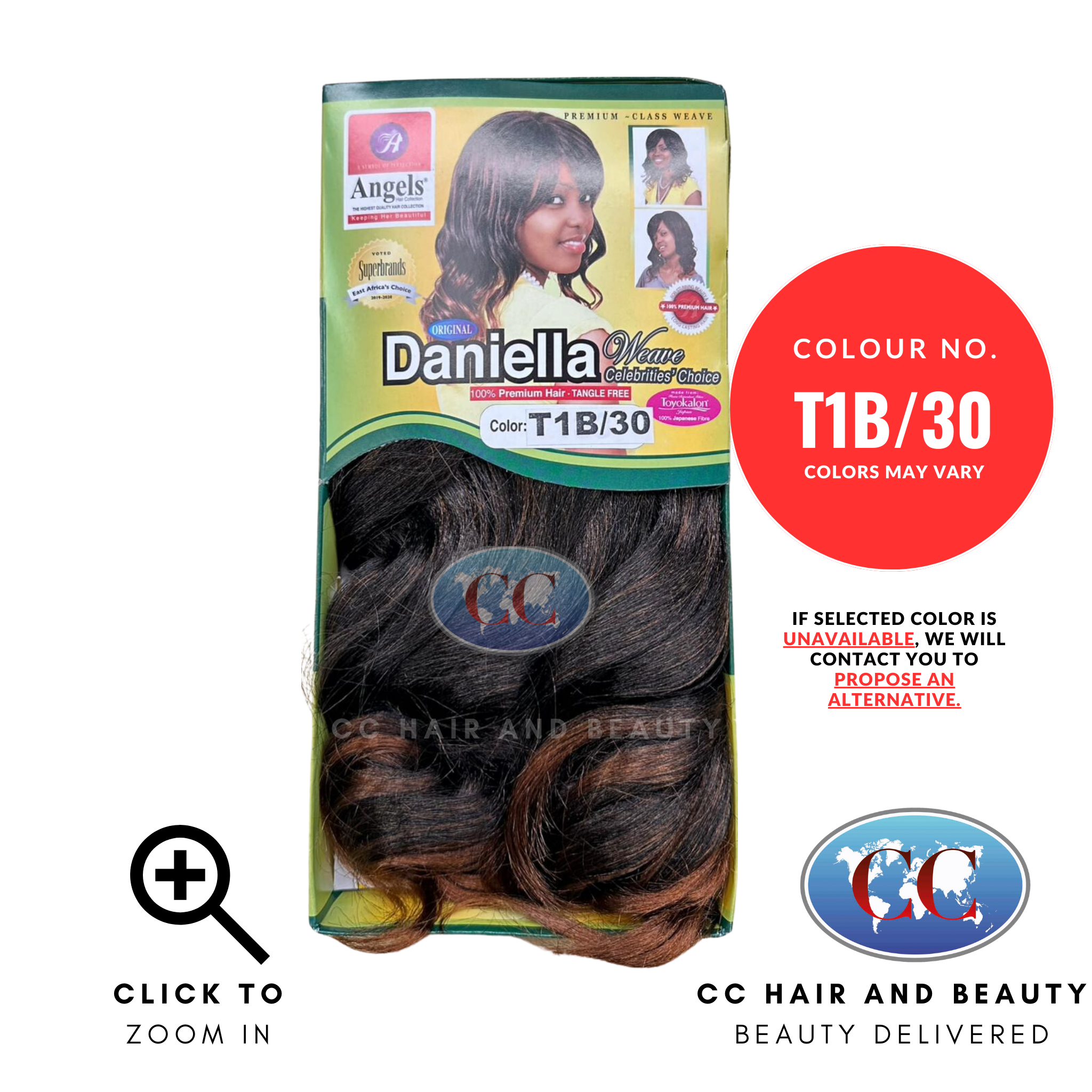 Angels Daniella Weave Celebrities Choice 100% Premium Hair - Tangle Free- colour T1B/30