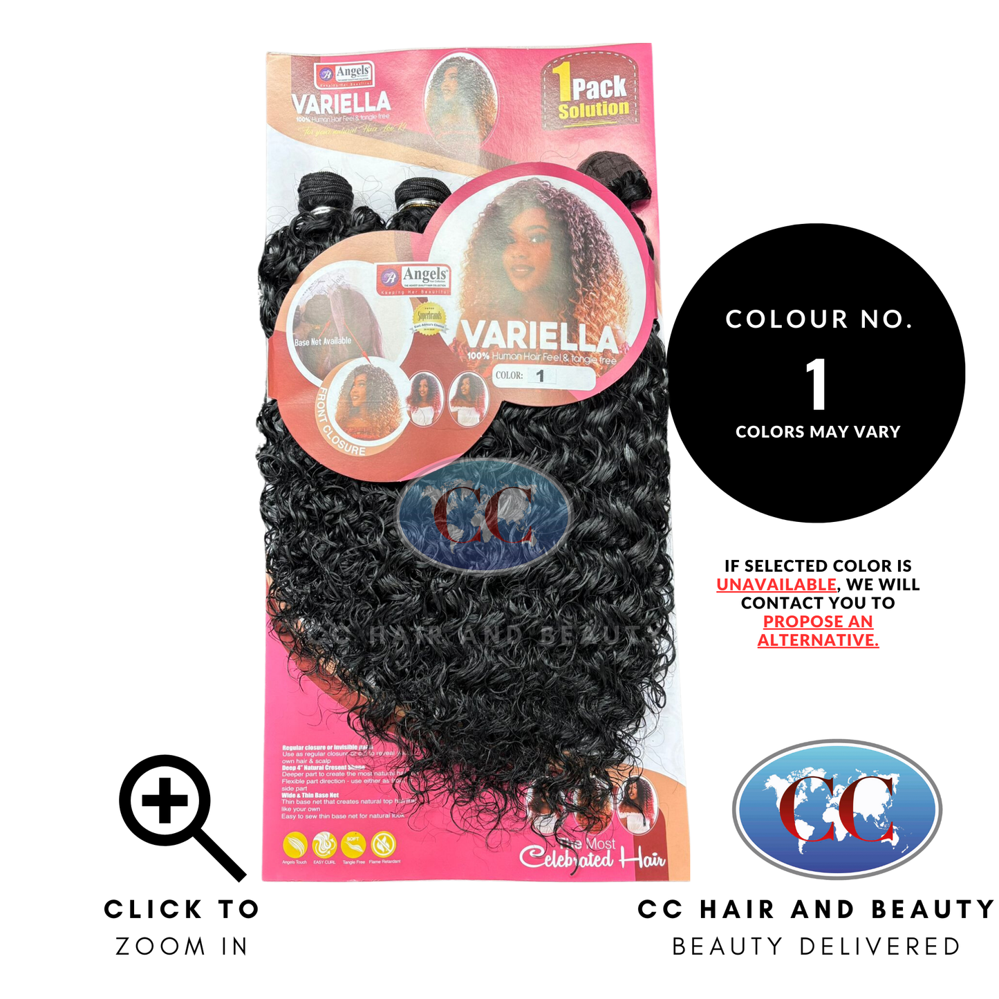 Angels Synthetic Hair - Variella 1 Pack + Closure Weave-Colour 1