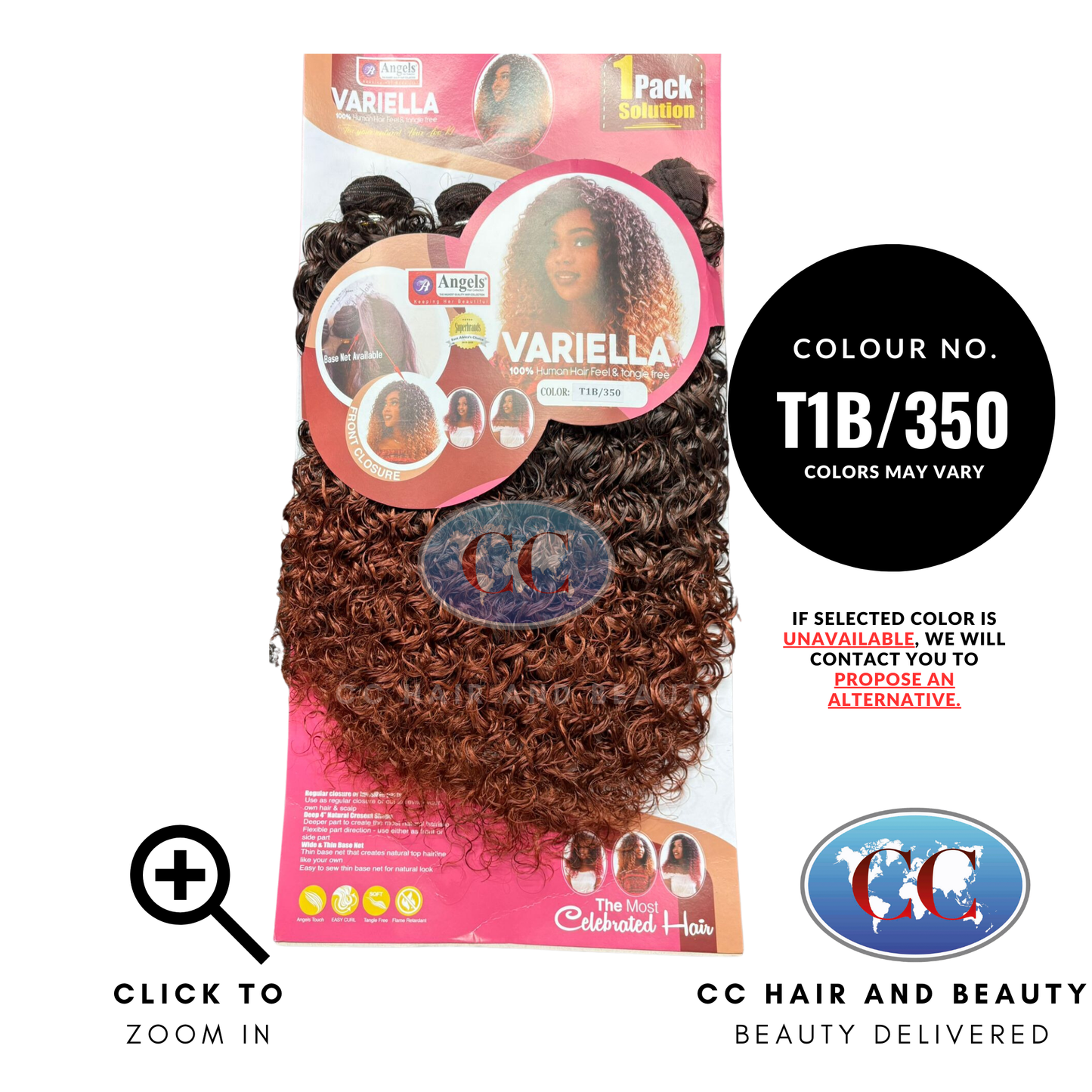 Angels Synthetic Hair - Variella 1 Pack + Closure Weave-Colour T1B/350