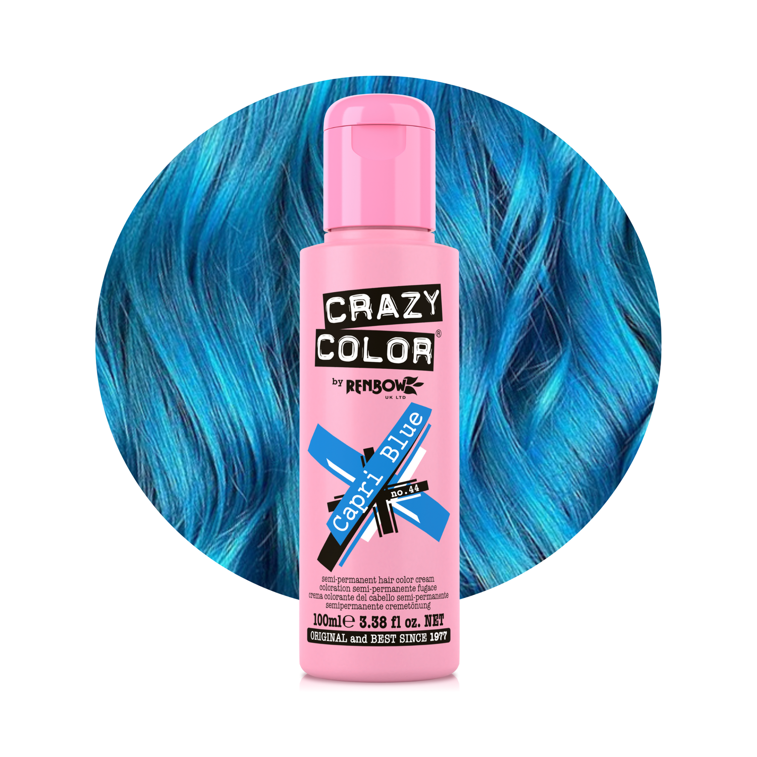 Crazy Color Capri Blue Semi-Permanent Hair Dye 100ml