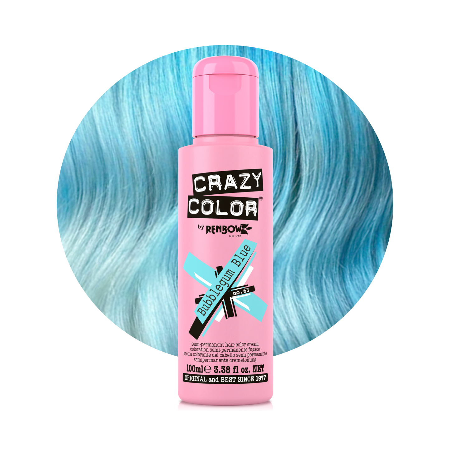 Crazy Color Bubblegum Blue Semi-Permanent Hair Dye 100ml