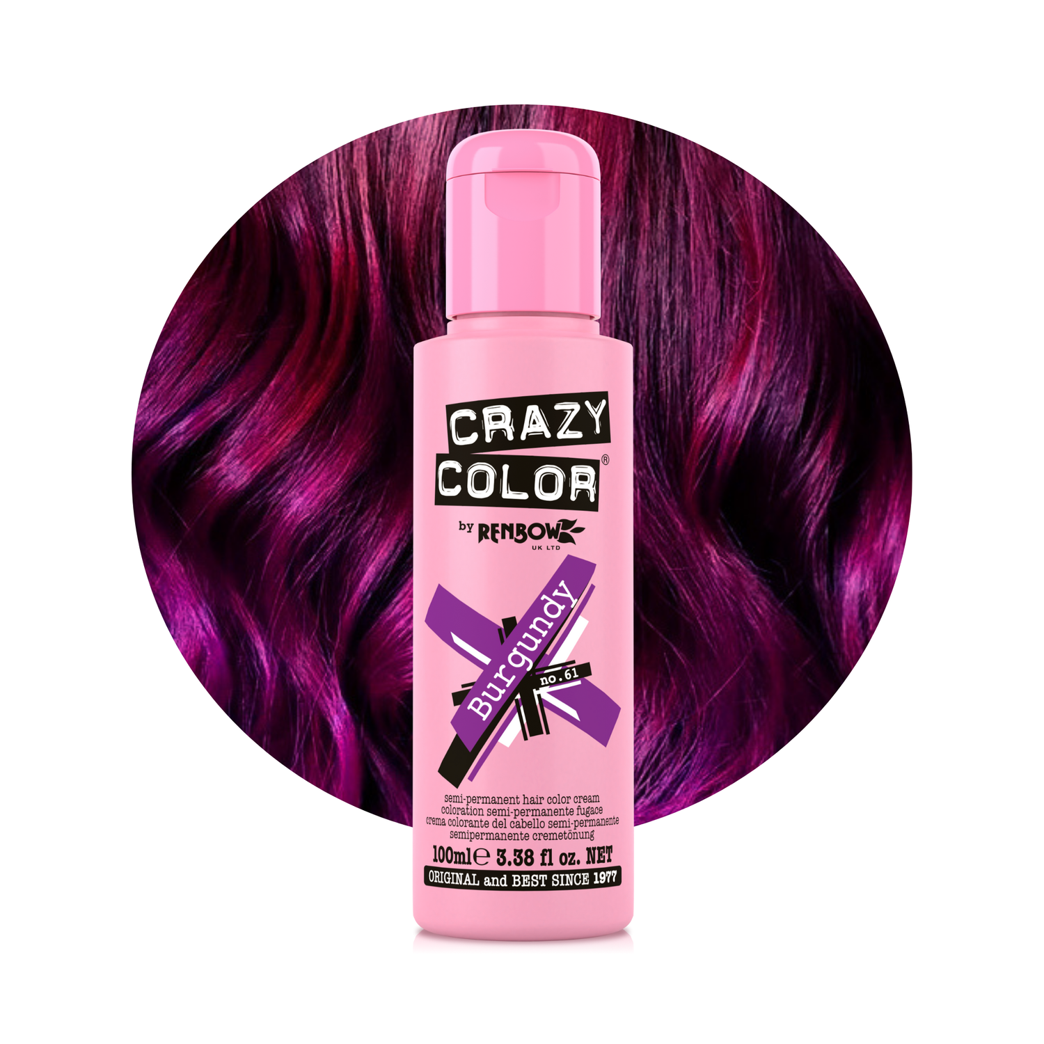 Crazy Color Burgundy Semi-Permanent Hair Dye 100ml