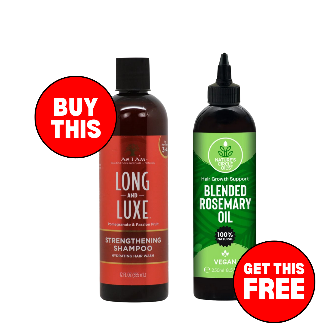 As I Am Long & Luxe Shampoo 355ml + Natures Circle Blended Rosemary Oil 250ml