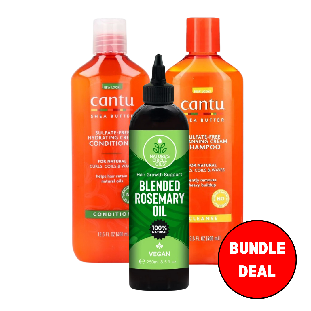 Cantu Fulfate Free Shampoo, Conditioner & Nature's Circle Rosemary Oil - Bundle Deal