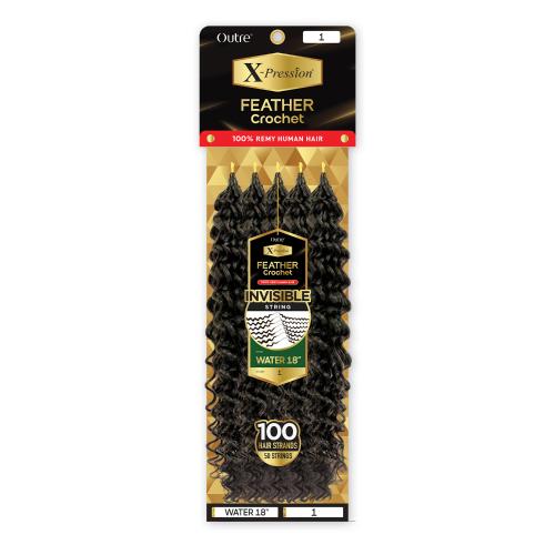Outre X-Pression 100% Remy Human Feather Crochet Braid - Human Crochet Water Wave 18"
