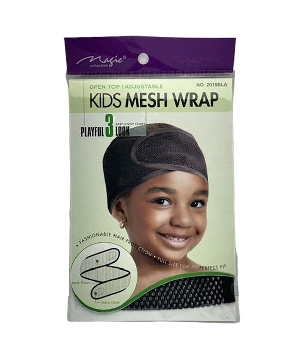 Bee Sales Magic Collection Kids Mesh Wrap 2019BLA, black adjustable open-top mesh hair wrap for children