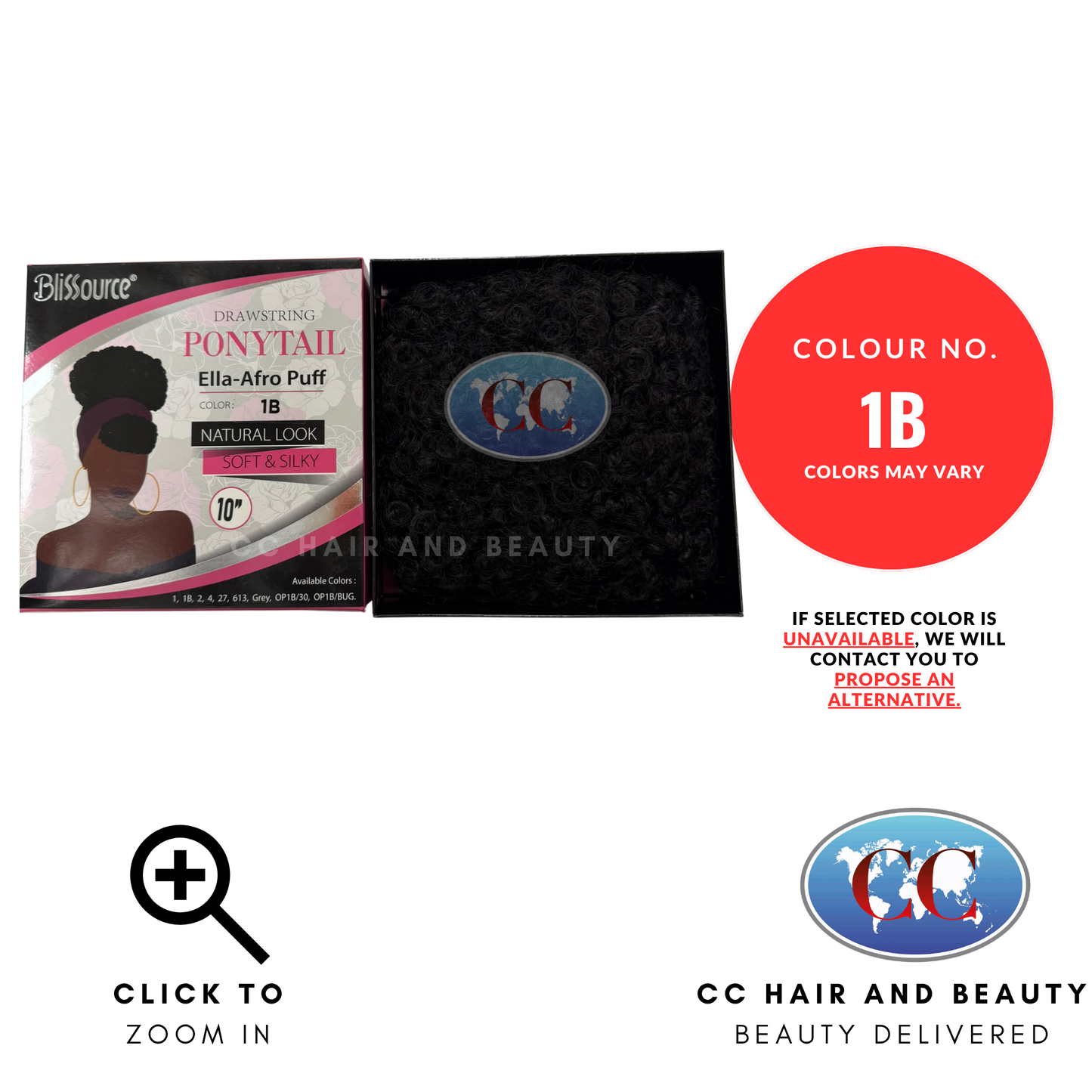 Blisource Natural Look & Silky - Ella Afro Puff 10" - 1B