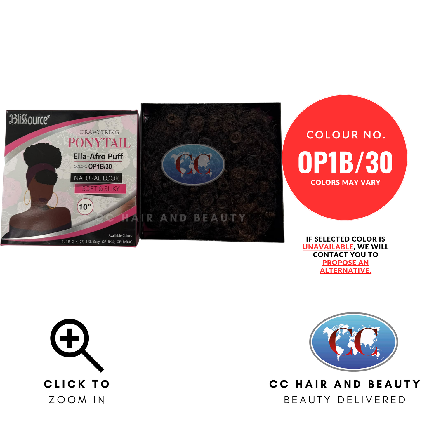 Blisource Natural Look & Silky - Ella Afro Puff 10" - OP1B/30