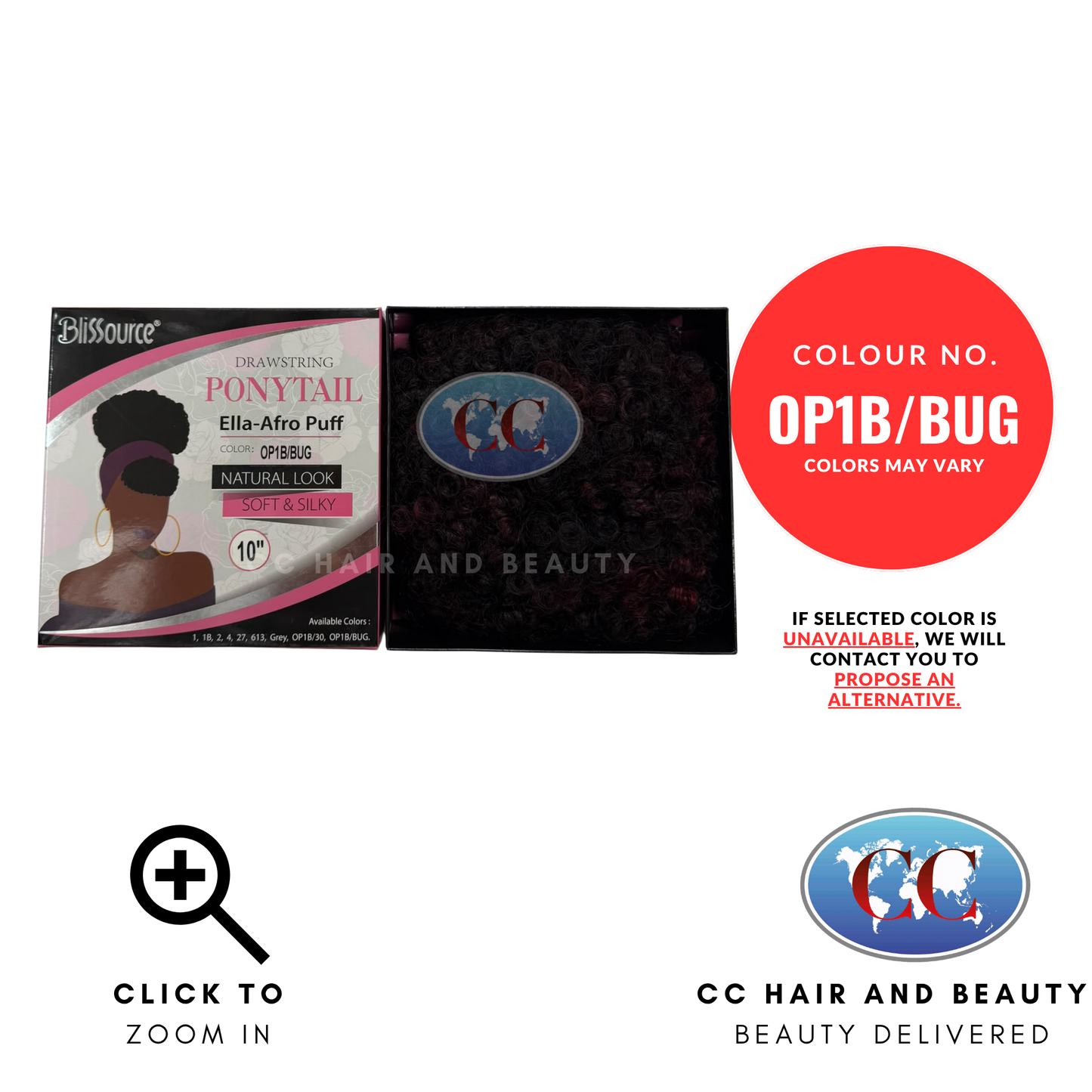 Blisource Natural Look & Silky - Ella Afro Puff 10" - OP1B/BUG