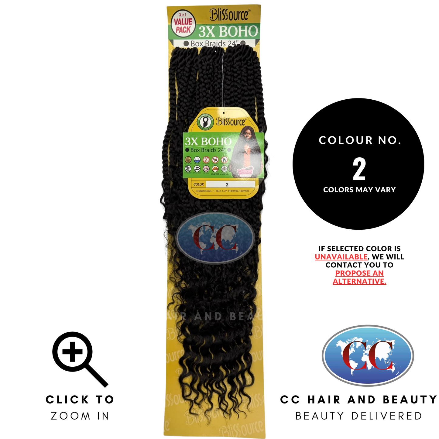 Blissource 3x Boho Box Braid 24" - 2