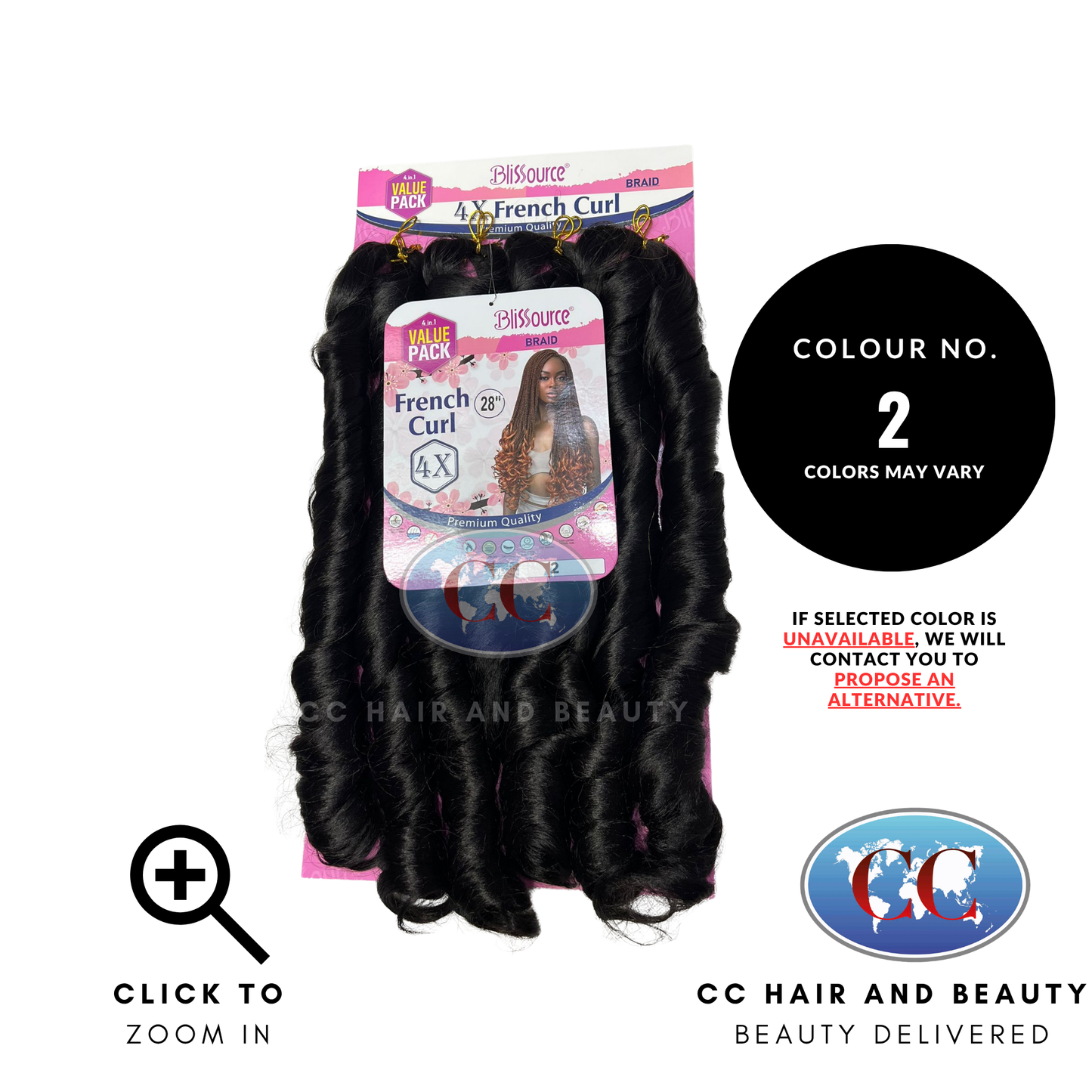 Blissource Braid 4x French Curl Premium Quality 28"-color-2