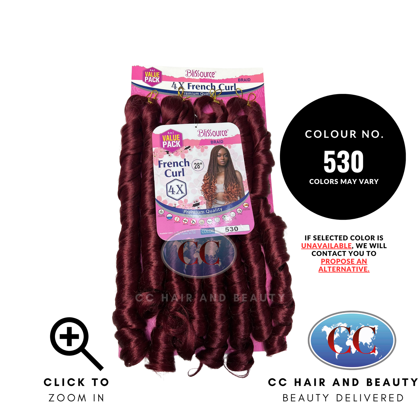 Blissource Braid 4x French Curl Premium Quality 28"-color-530
