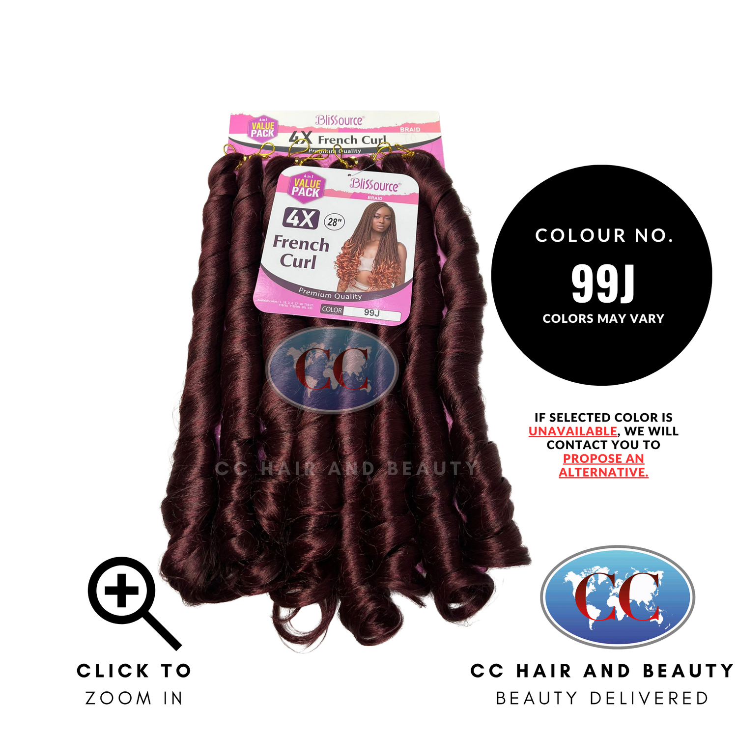 Blissource Braid 4x French Curl Premium Quality 28"-color-99J