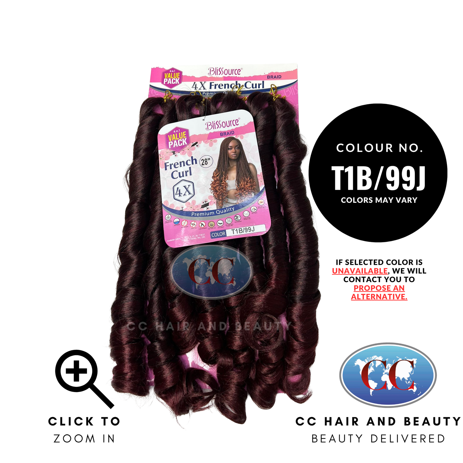 Blissource Braid 4x French Curl Premium Quality 28"-color-T1B/99J