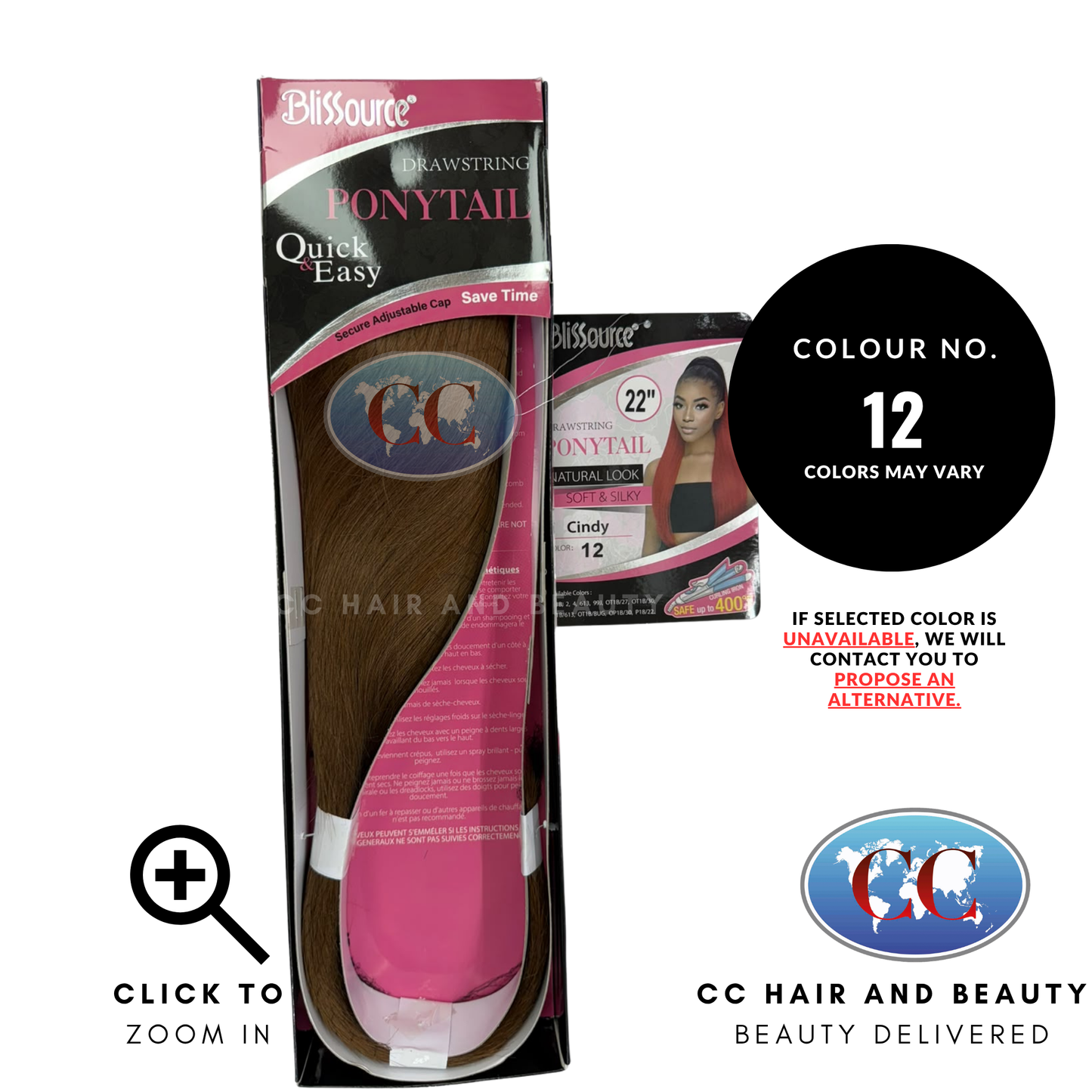 Blissource Natural Look & Soft Silky Drawstring Ponytail Cindy - L 22" - 12