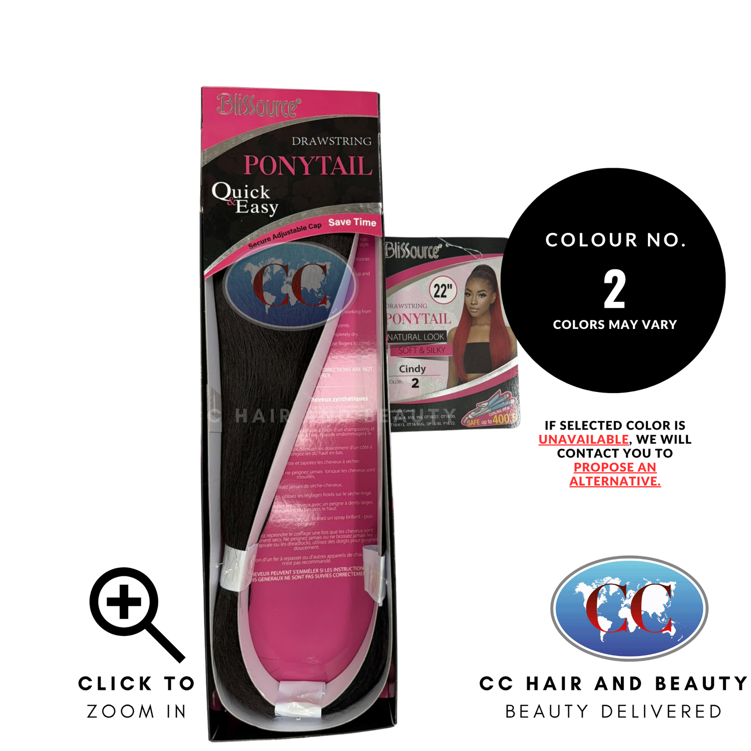 Blissource Natural Look & Soft Silky Drawstring Ponytail Cindy - L 22" - 2