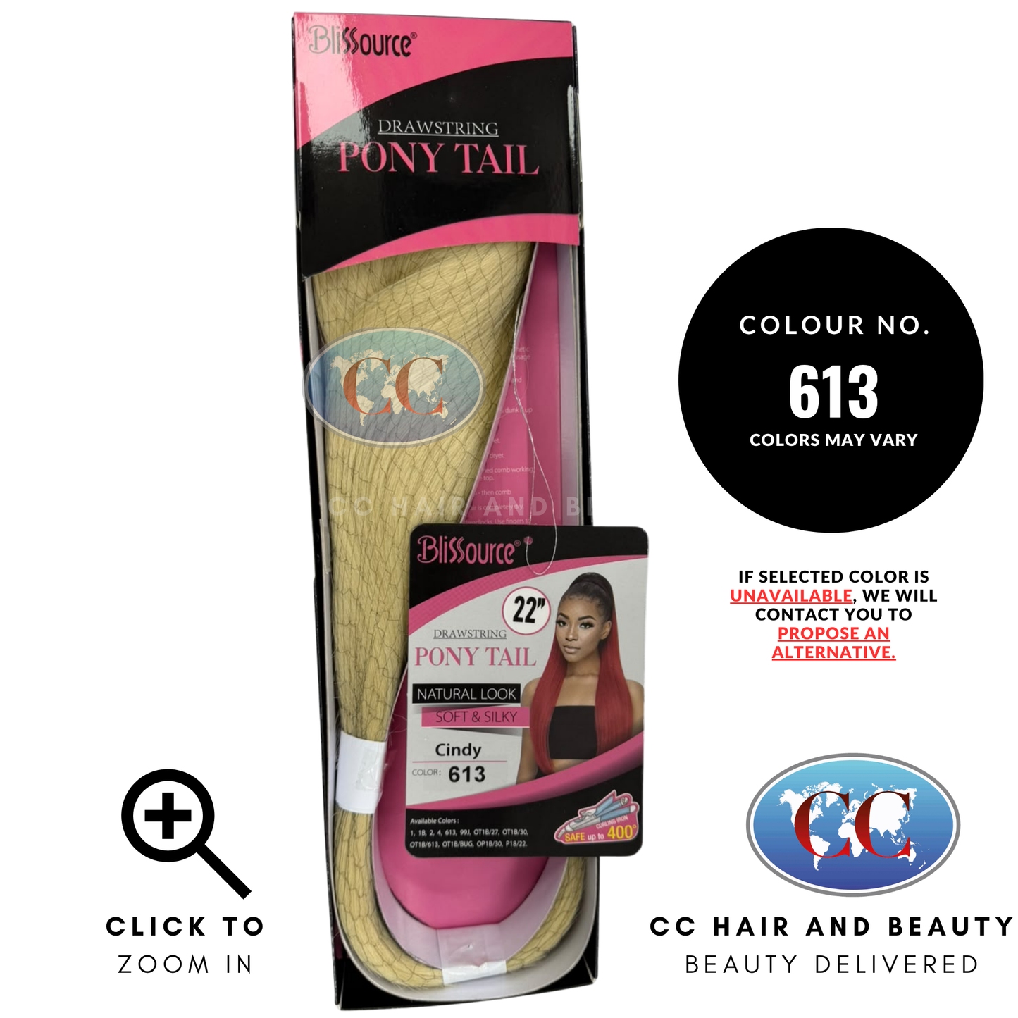 Blissource Natural Look & Soft Silky Drawstring Ponytail Cindy - L 22" - 613