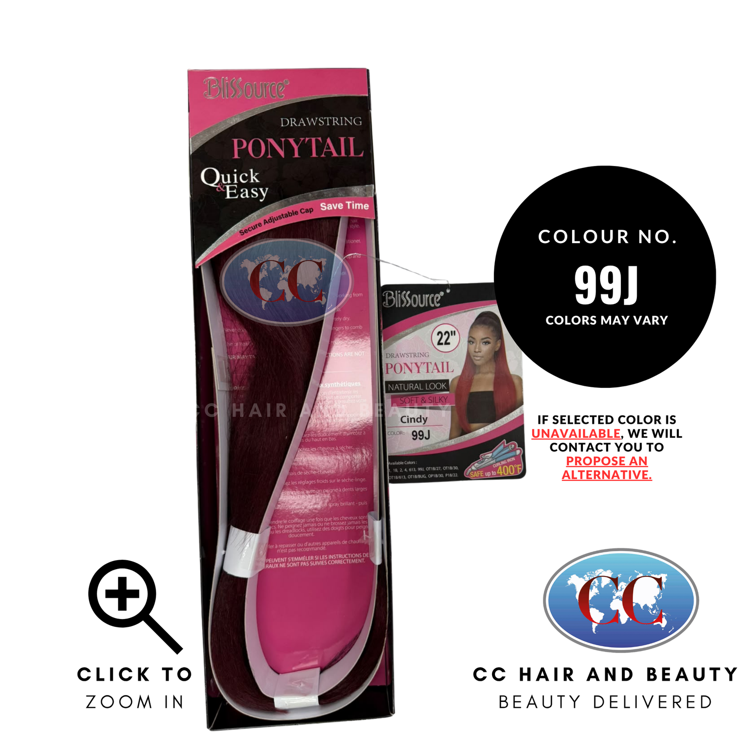 Blissource Natural Look & Soft Silky Drawstring Ponytail Cindy - L 22" - 99J