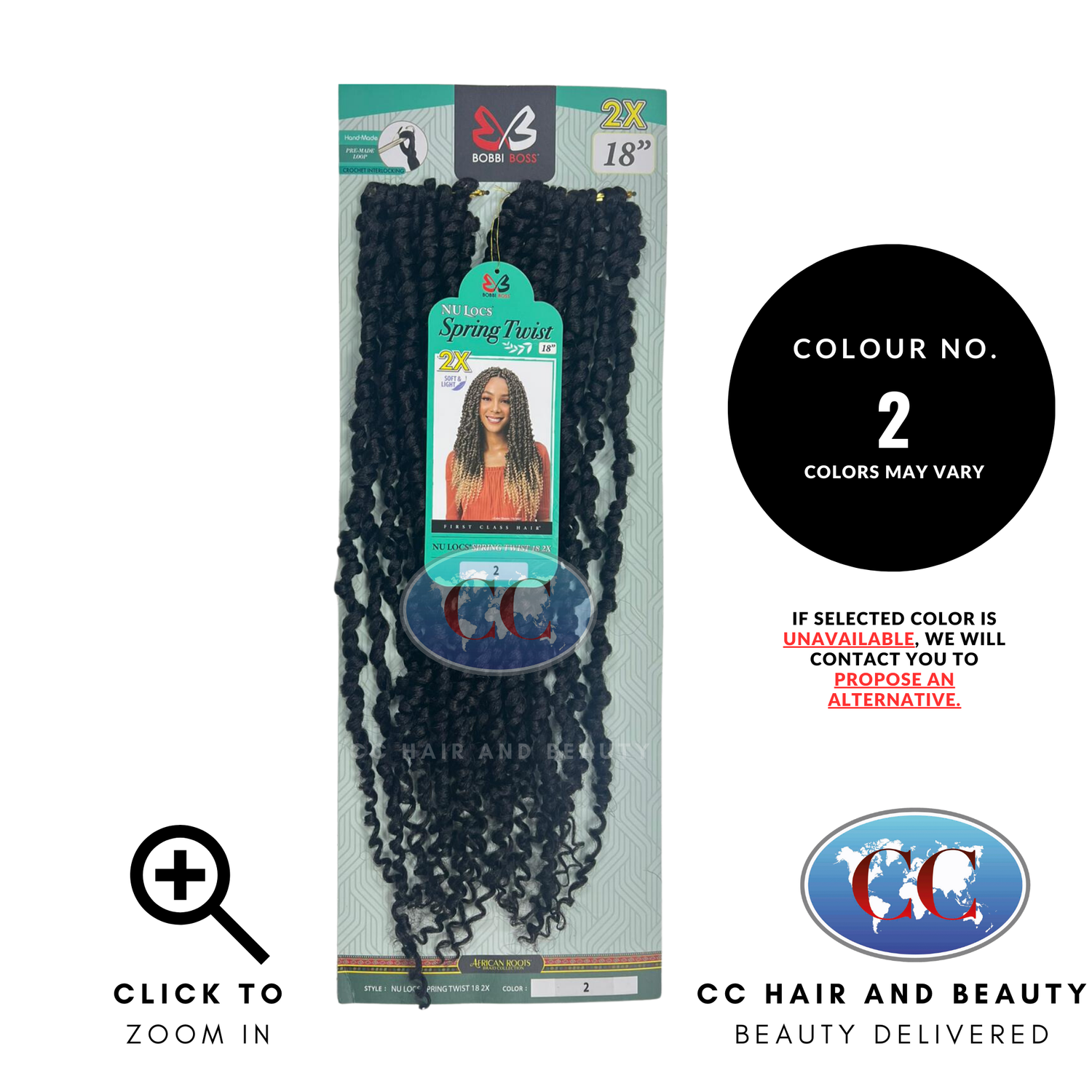 Bobbi Boss Crochet Braid 2X NU LOCS SPRING TWIST 18"-colour 2