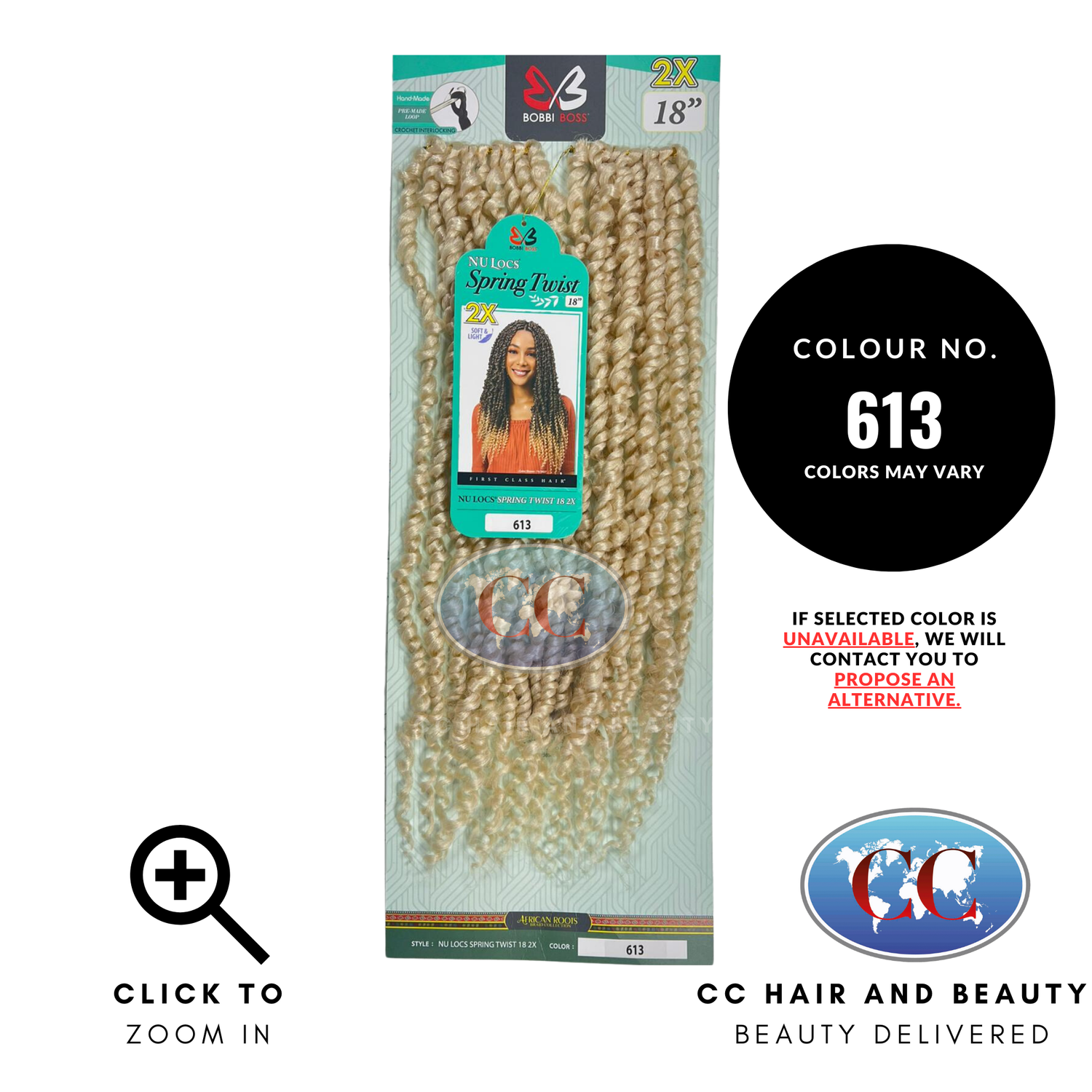 Bobbi Boss Crochet Braid 2X NU LOCS SPRING TWIST 18"-colour 613