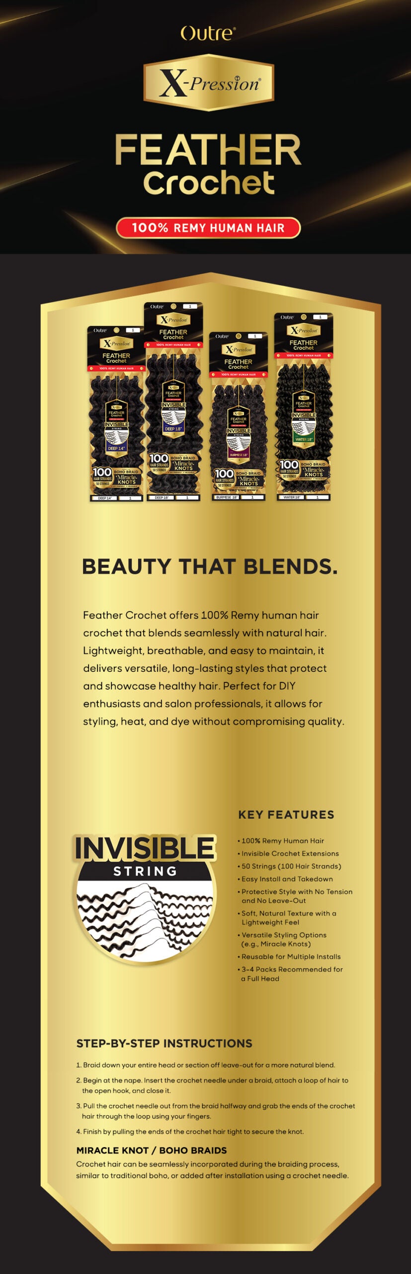 Outre X-Pression Human Feather Crochet Braid Deep - brand description | CC Hair and Beauty Leeds