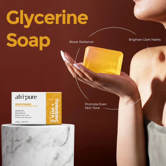 Afri Pure Brightening Pure Glycrrine Soap Turmeric + Vita C 3.52oz